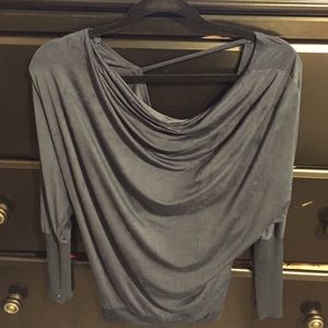 Navy swooped neck top