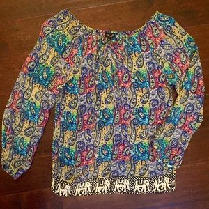 Tolani multi-color paisley print top