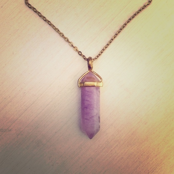 Amethyst pendant on gold chain