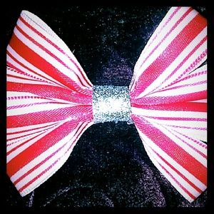 Red Pinstripe Christmas Bow