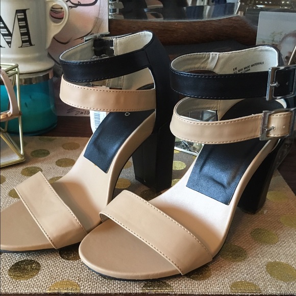 Shoes - Nude and black strappy heels- never worn!