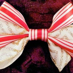 Red Pinstripe Christmas Bow
