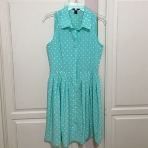 Polka dot retro teal dress