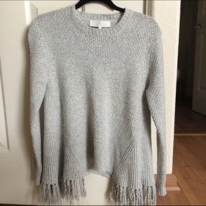 Thakoon Addition Light Gray Fringe Knit Sweater