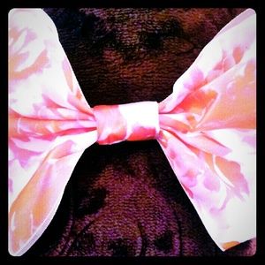 Pink and Peach Floral Silk Hairbow