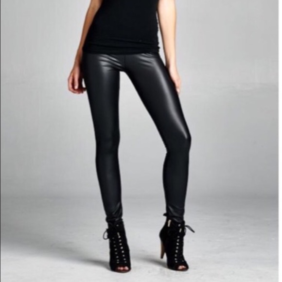 matte faux leather leggings black sexy - Picture 5 of 5