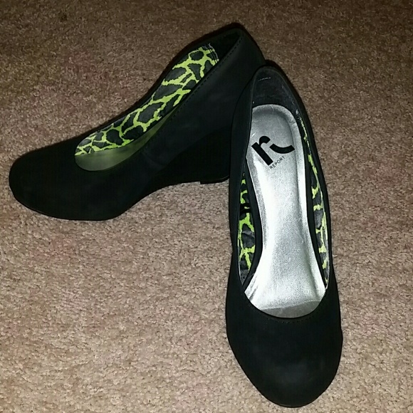 Black suede wedges