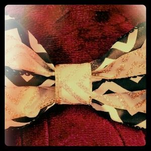 Black,White,and Gold Chevron Bow