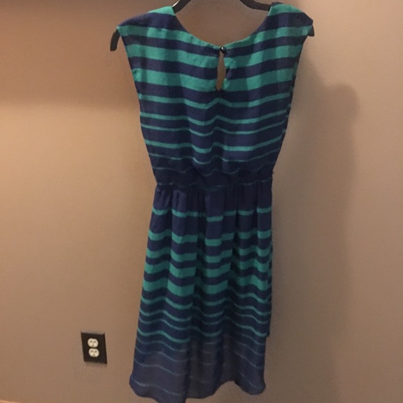 Classy navy n green striped dress - Picture 3 of 3