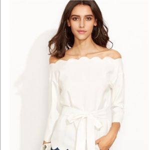 Tops - White scallop top (no belt) Tops - White scallop top (no belt)