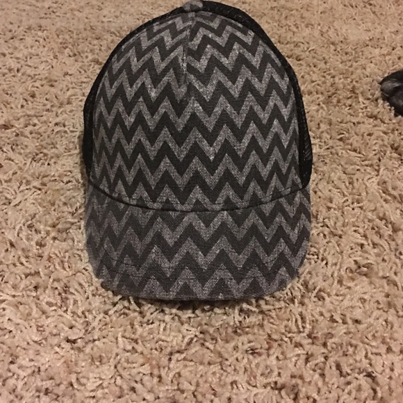 Black and grey small brim baseball hat