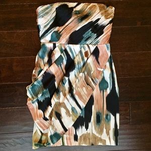 Ann Taylor multi-color strapless dress