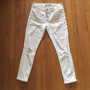 White ripped Jean Express crops