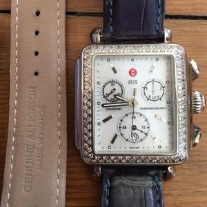 Michele Diamond Deco w 2 alligator leather bands