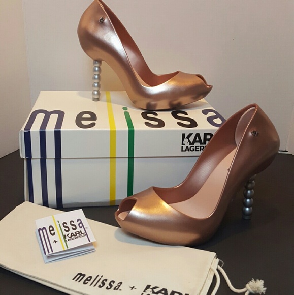 Melissa + Karl Lagerfeld pink pearl pumps