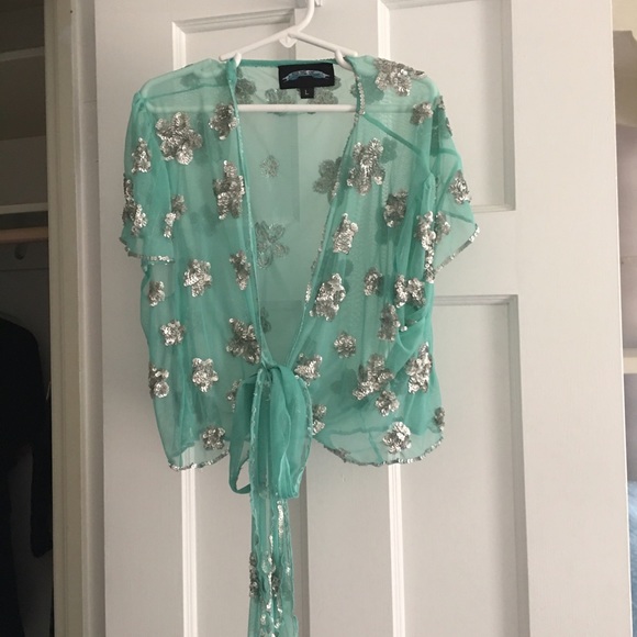 Till the end sheer turquoise shawl/shrug