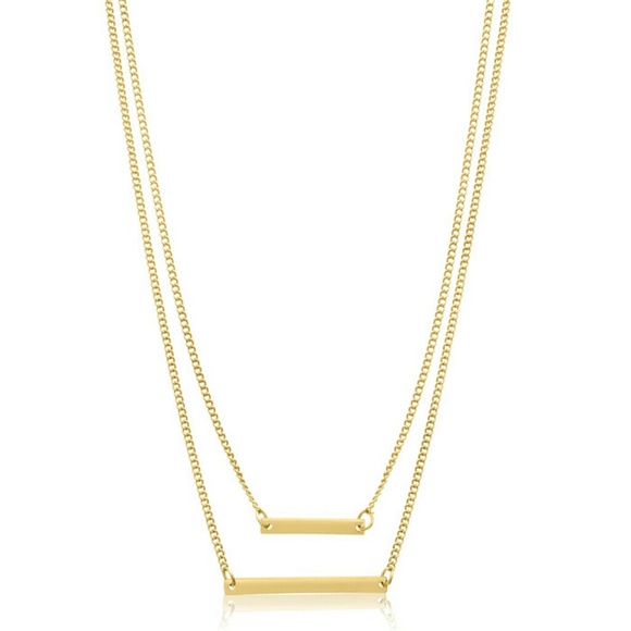 Double Bar Necklace, Yellow