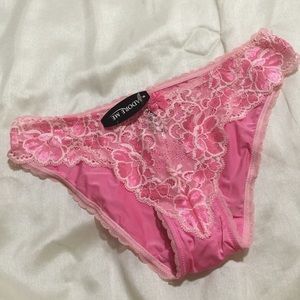 Pink lace brief-style panty