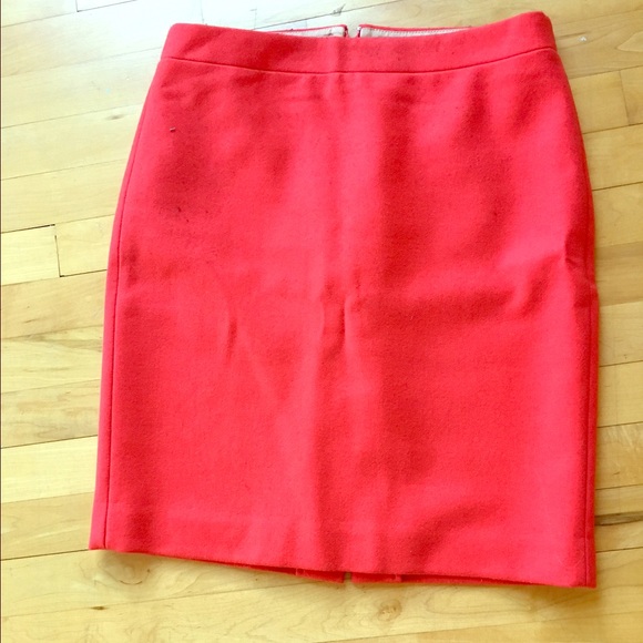 Bright coral J. crew pencil skirt