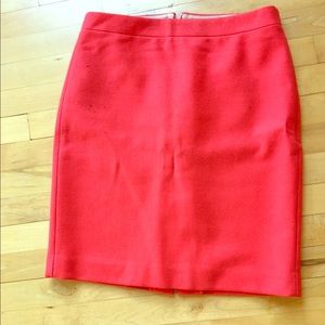 Bright coral J. crew pencil skirt