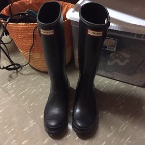 Black Tall Original Hunter Rain Boots Size 6