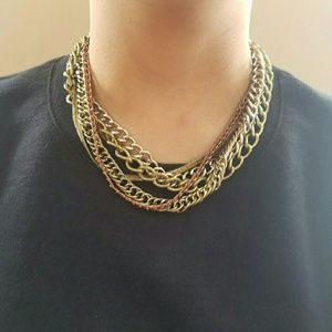 Metallic Chains Necklace Gold Cooper Silver