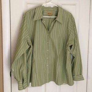 Green and white striped shirt from Dillards,