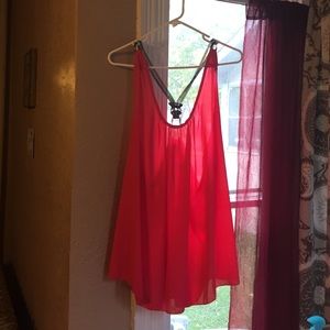 Chiffon flowy tank with chain racer back