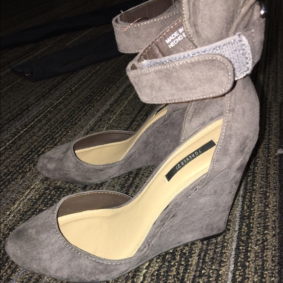 Grey suede wedges