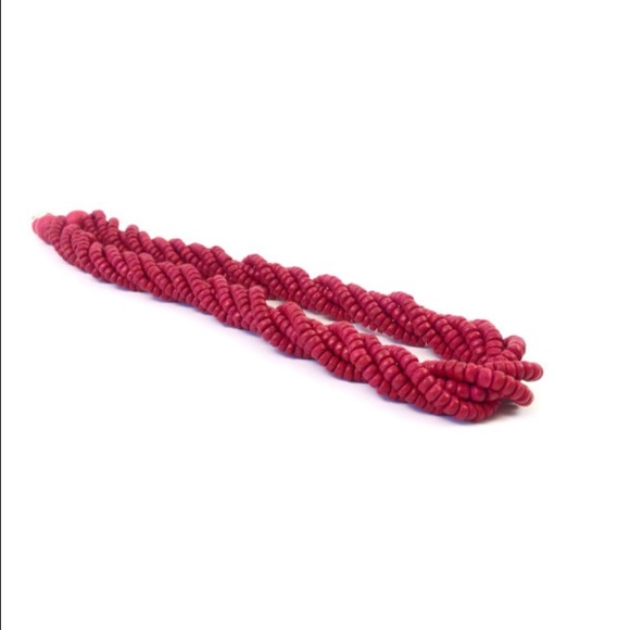 Vintage Fucshia Beaded Rope Necklace
