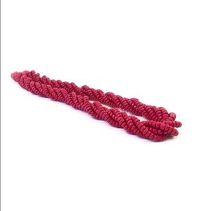 Vintage Fucshia Beaded Rope Necklace
