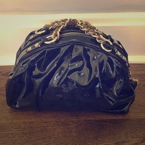 Borbonese Black Patent Leather Wrist Bag