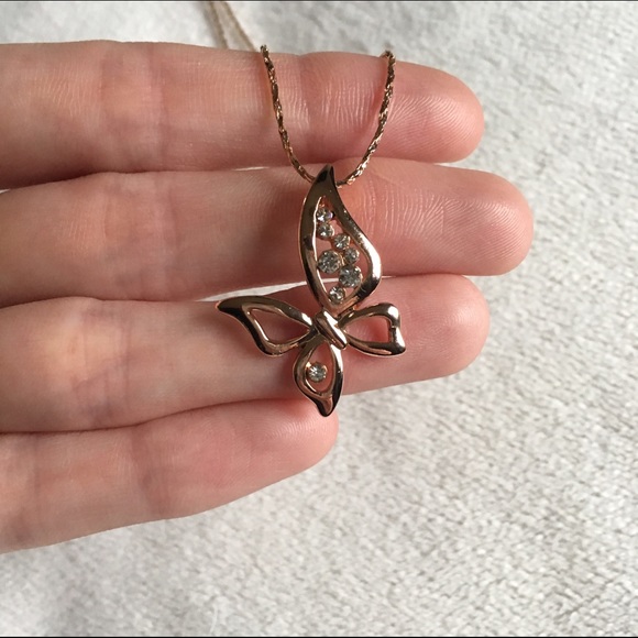 Rose Gold Plated Butterfly Necklace - Picture 4 of 4
