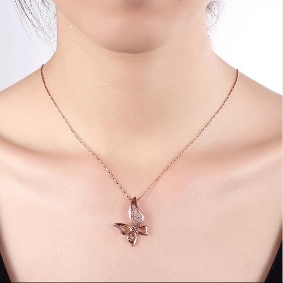 Rose Gold Plated Butterfly Necklace - Picture 2 of 4