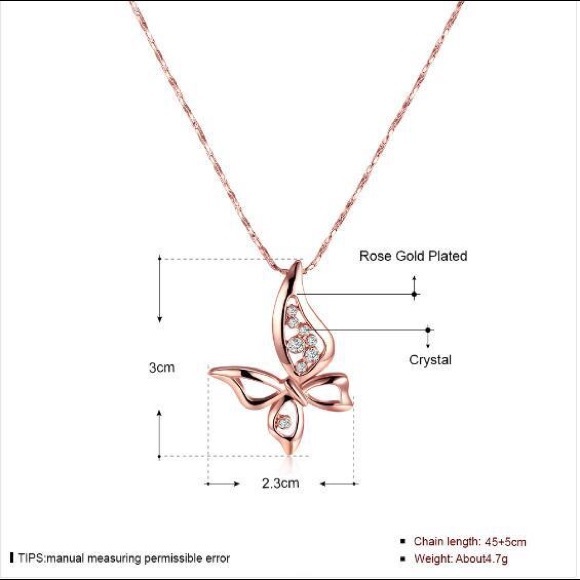 Rose Gold Plated Butterfly Necklace - Picture 3 of 4