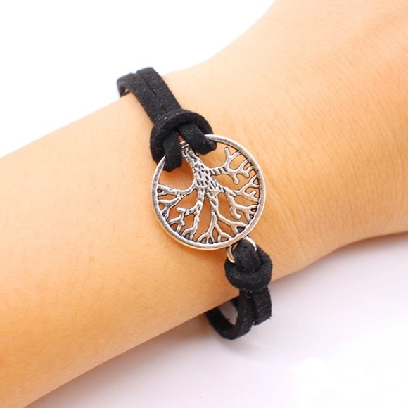 Silver tree suede charm bracelet - Picture 2 of 4