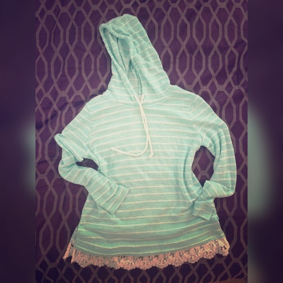 Tops - 💕 NWOT Aqua Lace Hoodie 💕