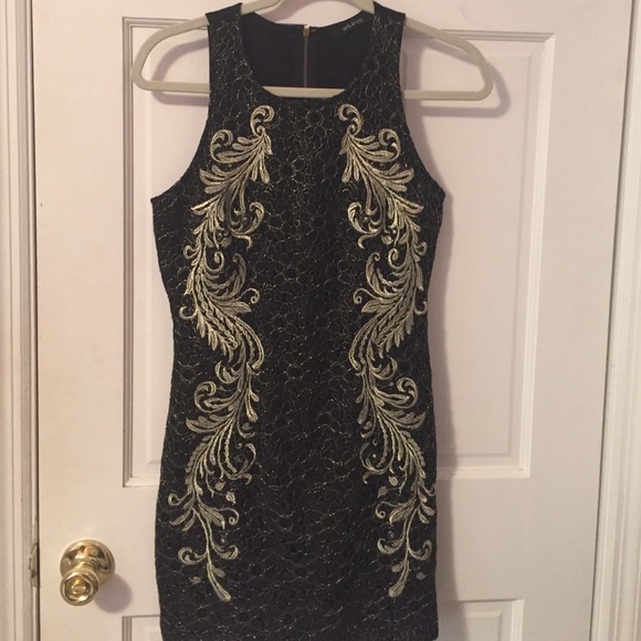 Black and gold cocktail dress