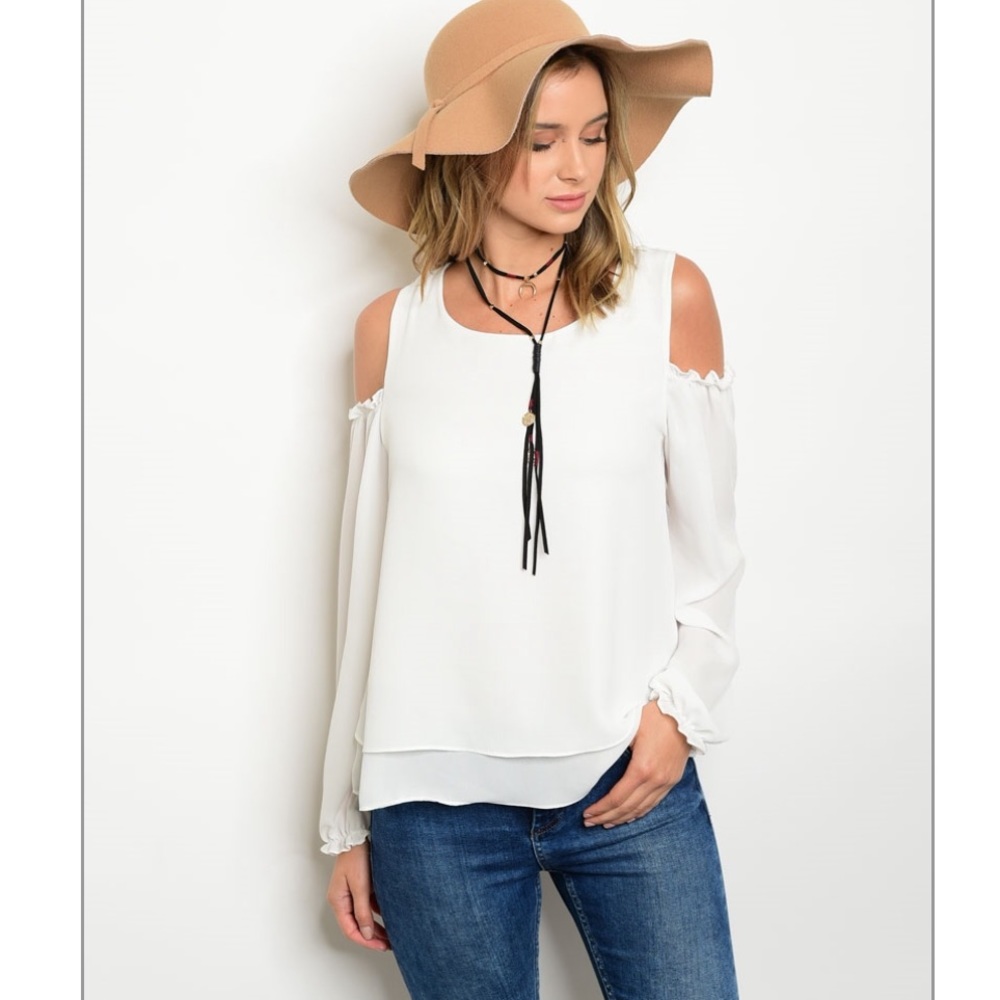 Cold Shoulder Chiffon Top