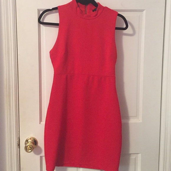 High neck ribbed dress with exposed zippers