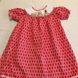 Three Sisters smocked Christmas dress