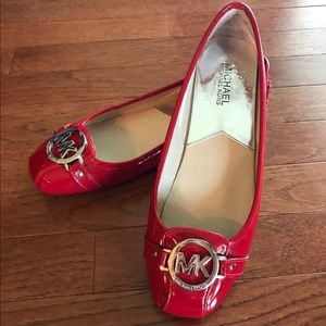 Red patent Michael Kors flats