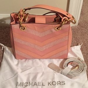 Pink Chevron Michael Kors Small Cynthia Bag