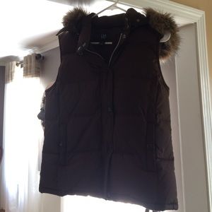 Gap down vest with hood