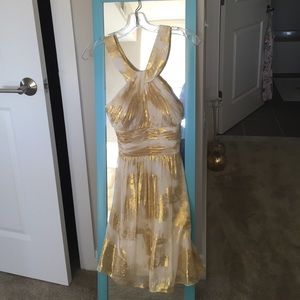 Aidan Mattox gold and cream gown