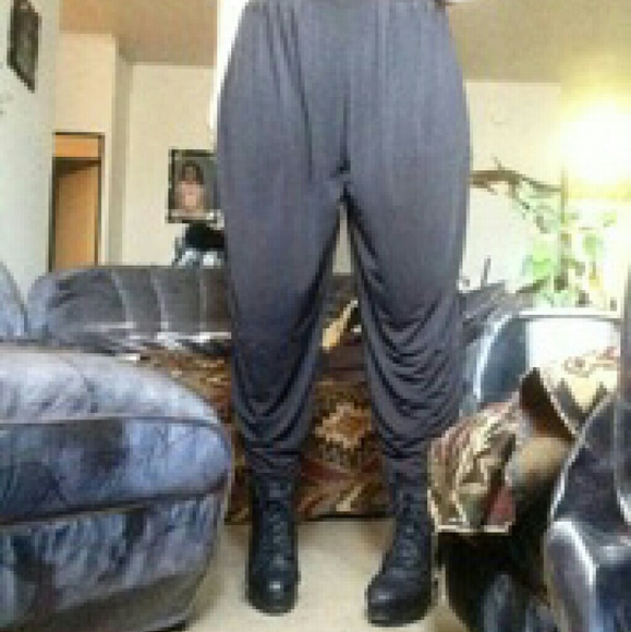 High waste Black stretch baggy pants