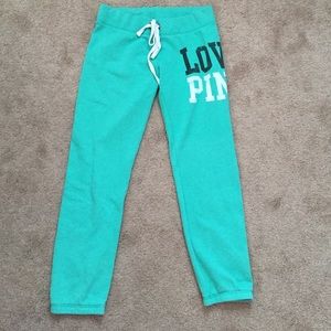 Teal Victoria's Secret crop sweat pants
