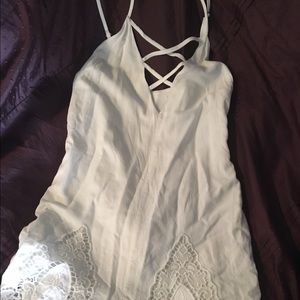 White Lace up and Lace Forever 21 Romper