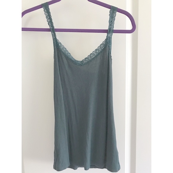 Dark Green Lacy Tank Top