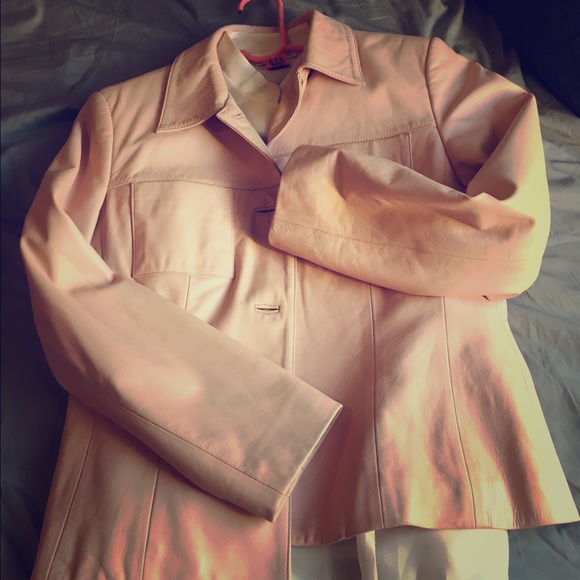 Baby pink leather jacket